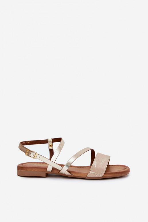 Leather Women's Sandals with Flat Heel Maciejka 06966-25 Gold Leather Women's Sandals with Flat Heel Maciejka 06966-25 Gold