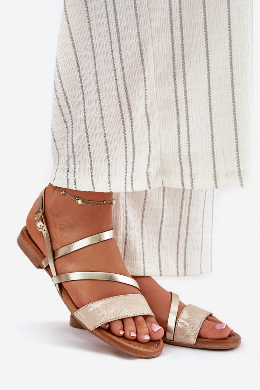 Leather Women's Sandals with Flat Heel Maciejka 06966-25 Gold Leather Women's Sandals with Flat Heel Maciejka 06966-25 Gold