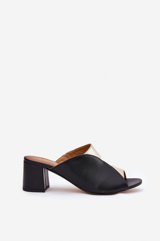 Leather Women's Heeled Sandals Maciejka Black-Gold 06943-25 Leather Women's Heeled Sandals Maciejka Black-Gold 06943-25