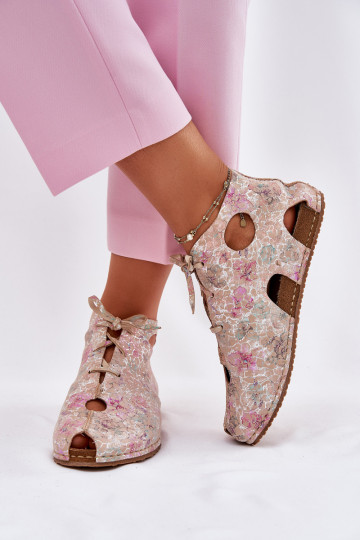 Patterned Leather Ankle Boots Maciejka 03426-48 Beige 2