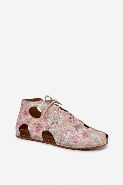 Patterned Leather Ankle Boots Maciejka 03426-48 Beige Patterned Leather Ankle Boots Maciejka 03426-48 Beige
