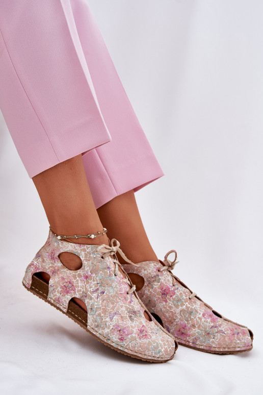 Patterned Leather Ankle Boots Maciejka 03426-48 Beige Patterned Leather Ankle Boots Maciejka 03426-48 Beige
