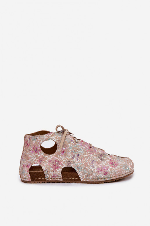 Patterned Leather Ankle Boots Maciejka 03426-48 Beige Patterned Leather Ankle Boots Maciejka 03426-48 Beige