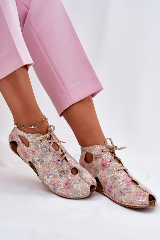 Patterned Leather Ankle Boots Maciejka 03426-48 Beige Patterned Leather Ankle Boots Maciejka 03426-48 Beige