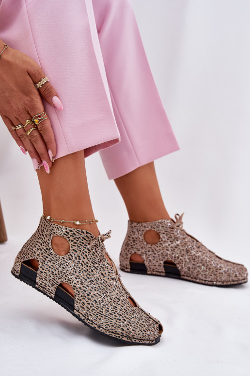 Wzorzyste Skórzane Botki Maciejka 03426-49 Panterka