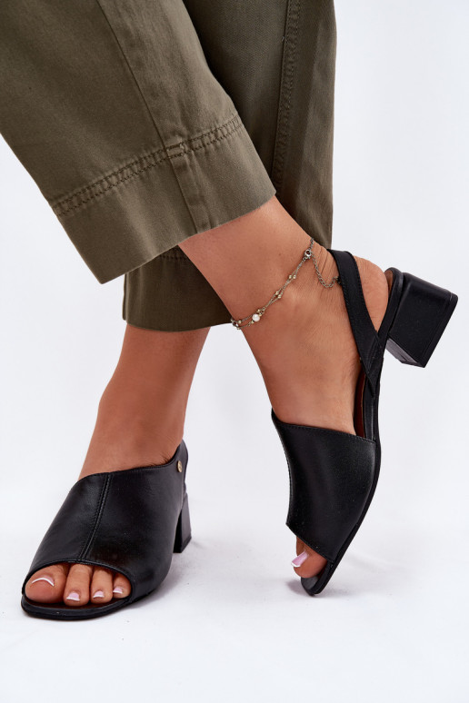 Leather Women's Sandals On A Block Maciejka 06975-01 Black Leather Women's Sandals On A Block Maciejka 06975-01 Black
