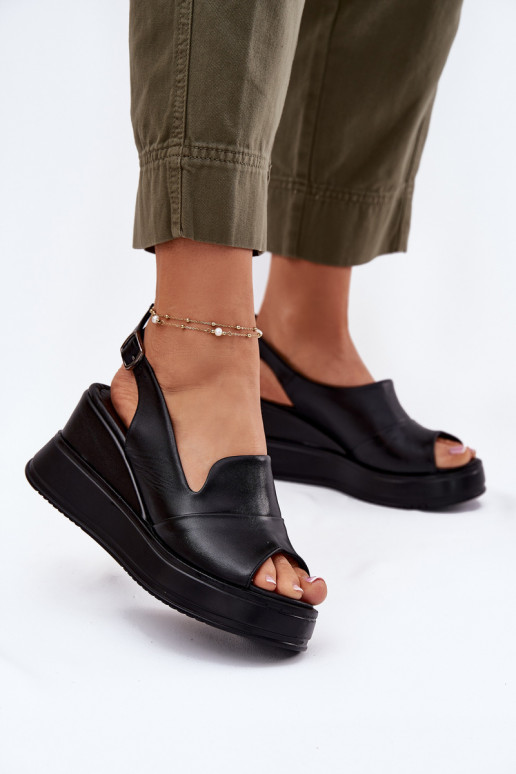 Ladies Leather Wedge Sandals Artiker 52C0484 Black Ladies Leather Wedge Sandals Artiker 52C0484 Black