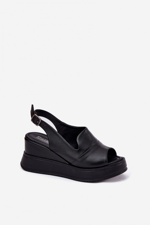 Ladies Leather Wedge Sandals Artiker 52C0484 Black Ladies Leather Wedge Sandals Artiker 52C0484 Black
