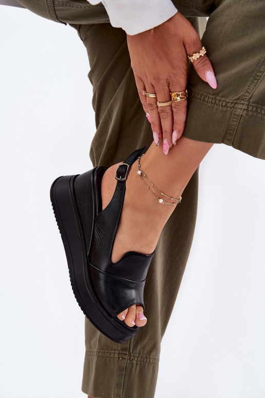 Ladies Leather Wedge Sandals Artiker 52C0484 Black Ladies Leather Wedge Sandals Artiker 52C0484 Black