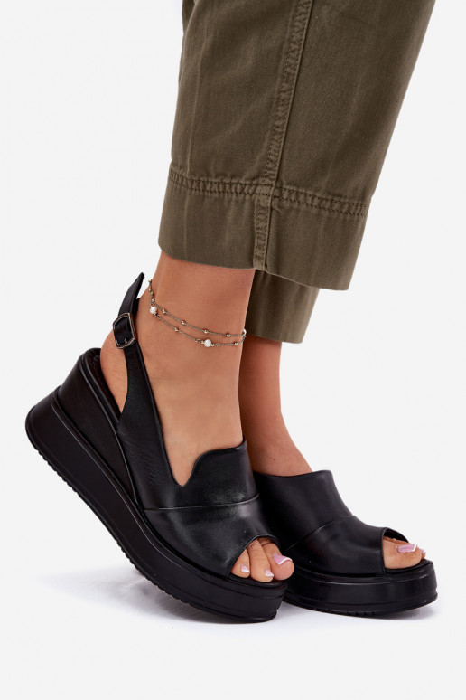 Ladies Leather Wedge Sandals Artiker 52C0484 Black Ladies Leather Wedge Sandals Artiker 52C0484 Black