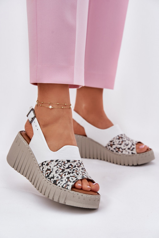 Womens Sandals Made Of Natural Leather On Wedge White Artiker 56C0958 Womens Sandals Made Of Natural Leather On Wedge White Artiker 56C0958