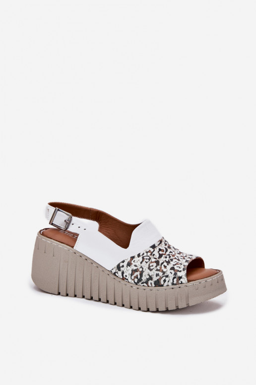 Womens Sandals Made Of Natural Leather On Wedge White Artiker 56C0958 Womens Sandals Made Of Natural Leather On Wedge White Artiker 56C0958