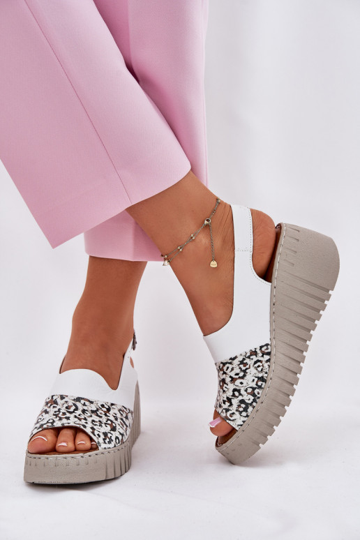 Womens Sandals Made Of Natural Leather On Wedge White Artiker 56C0958 Womens Sandals Made Of Natural Leather On Wedge White Artiker 56C0958