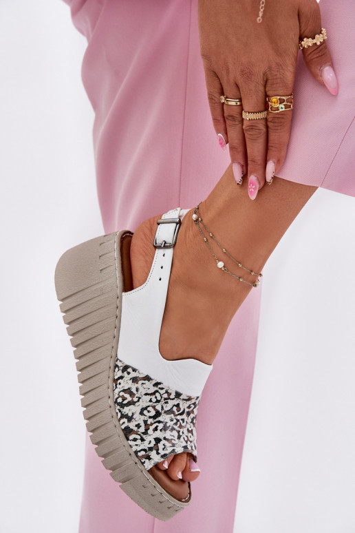 Womens Sandals Made Of Natural Leather On Wedge White Artiker 56C0958 Womens Sandals Made Of Natural Leather On Wedge White Artiker 56C0958