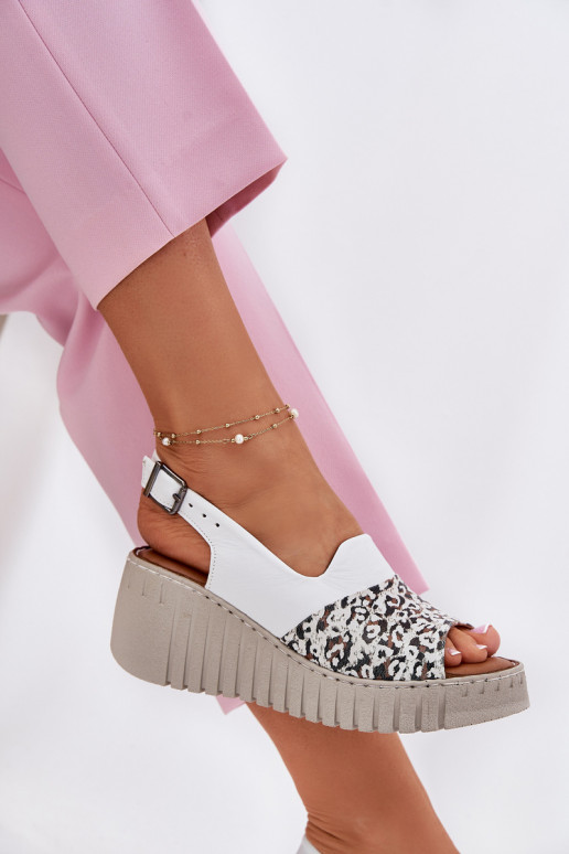 Womens Sandals Made Of Natural Leather On Wedge White Artiker 56C0958 Womens Sandals Made Of Natural Leather On Wedge White Artiker 56C0958