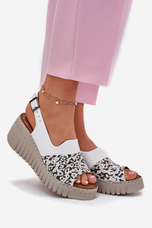 Womens Sandals Made Of Natural Leather On Wedge White Artiker 56C0958 Womens Sandals Made Of Natural Leather On Wedge White Artiker 56C0958