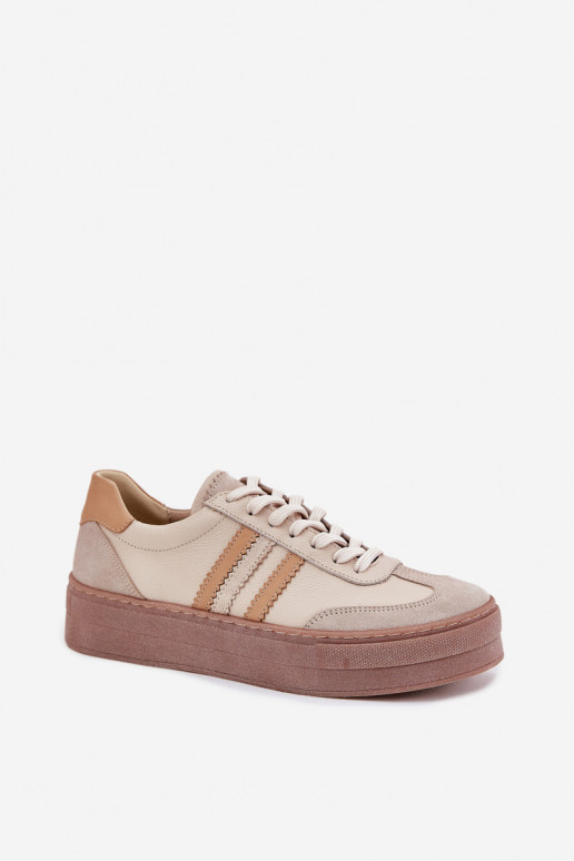 Ladies Leather Sneakers On Platform Zazoo N1234 Beige Ladies Leather Sneakers On Platform Zazoo N1234 Beige