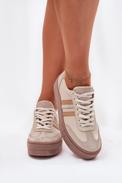 Ladies Leather Sneakers On Platform Zazoo N1234 Beige Ladies Leather Sneakers On Platform Zazoo N1234 Beige