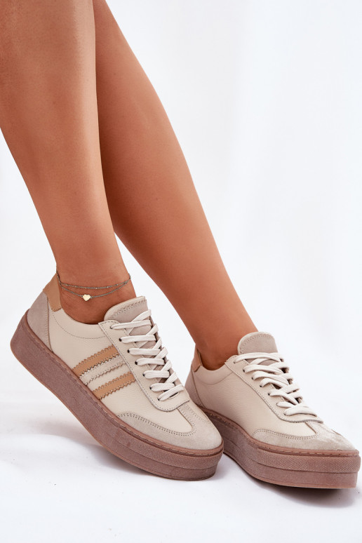 Ladies Leather Sneakers On Platform Zazoo N1234 Beige Ladies Leather Sneakers On Platform Zazoo N1234 Beige