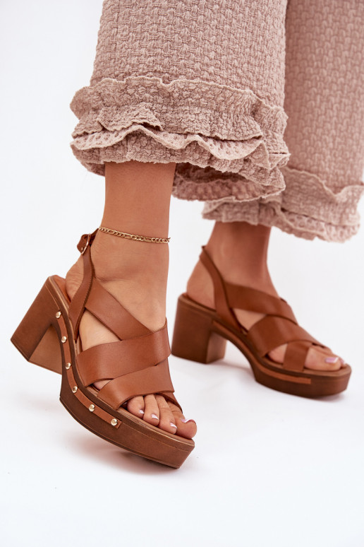 Leather Heeled Sandals Zazoo 1081 Brown Leather Heeled Sandals Zazoo 1081 Brown