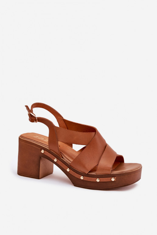 Leather Heeled Sandals Zazoo 1081 Brown Leather Heeled Sandals Zazoo 1081 Brown