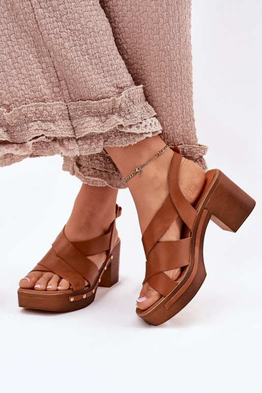 Leather Heeled Sandals Zazoo 1081 Brown Leather Heeled Sandals Zazoo 1081 Brown