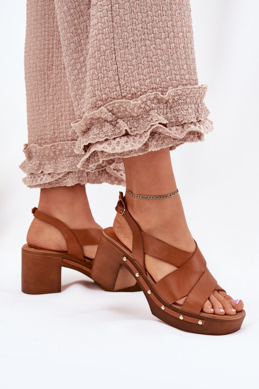 Leather Heeled Sandals Zazoo 1081 Brown Leather Heeled Sandals Zazoo 1081 Brown