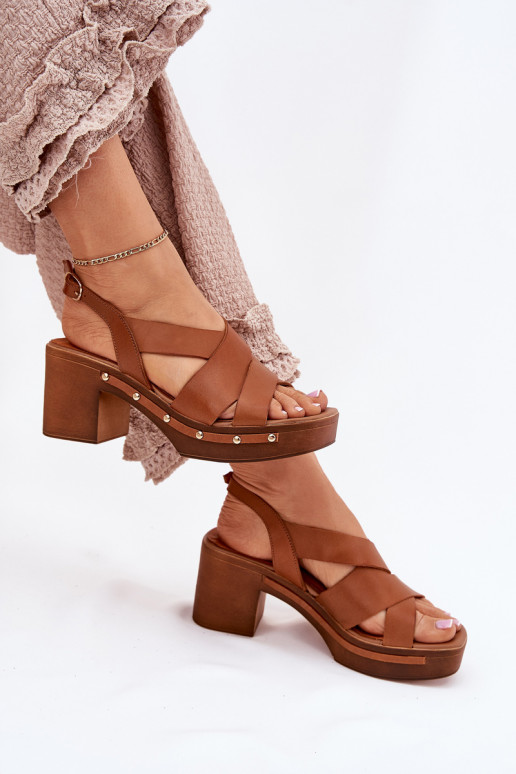 Leather Heeled Sandals Zazoo 1081 Brown Leather Heeled Sandals Zazoo 1081 Brown
