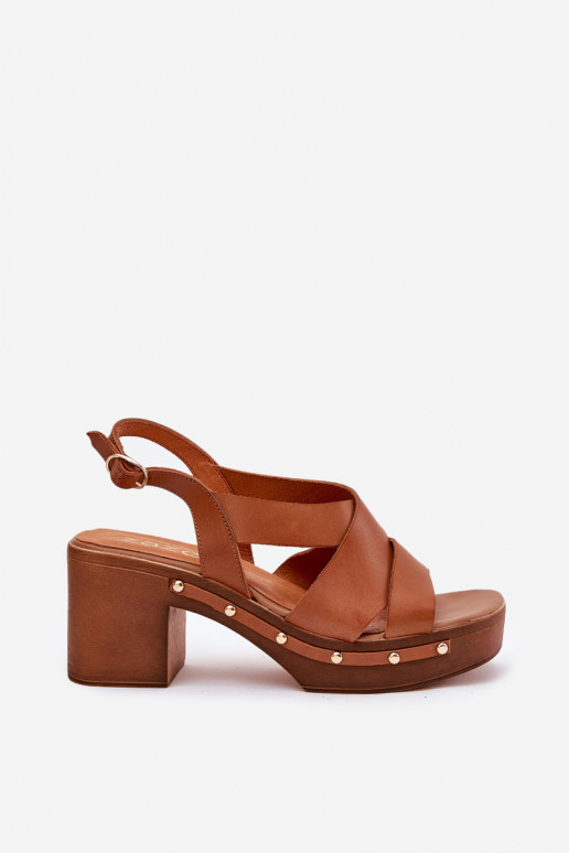 Leather Heeled Sandals Zazoo 1081 Brown Leather Heeled Sandals Zazoo 1081 Brown