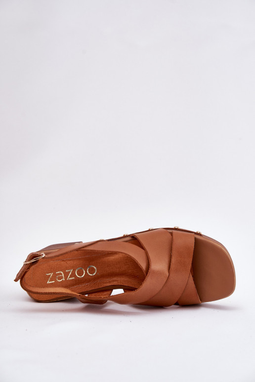 Leather Heeled Sandals Zazoo 1081 Brown Leather Heeled Sandals Zazoo 1081 Brown