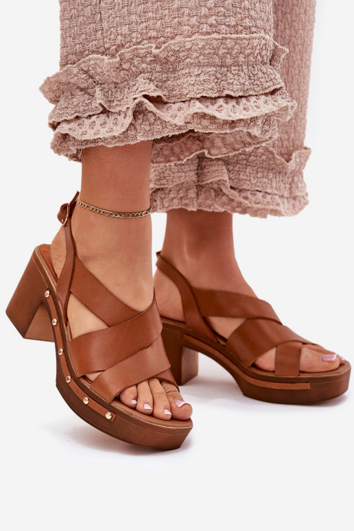 Leather Heeled Sandals Zazoo 1081 Brown Leather Heeled Sandals Zazoo 1081 Brown