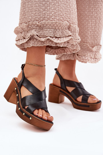 Leather Heeled Sandals Zazoo 1081 Black 2