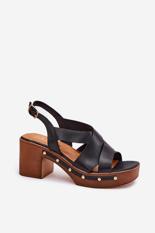Leather Heeled Sandals Zazoo 1081 Black Leather Heeled Sandals Zazoo 1081 Black