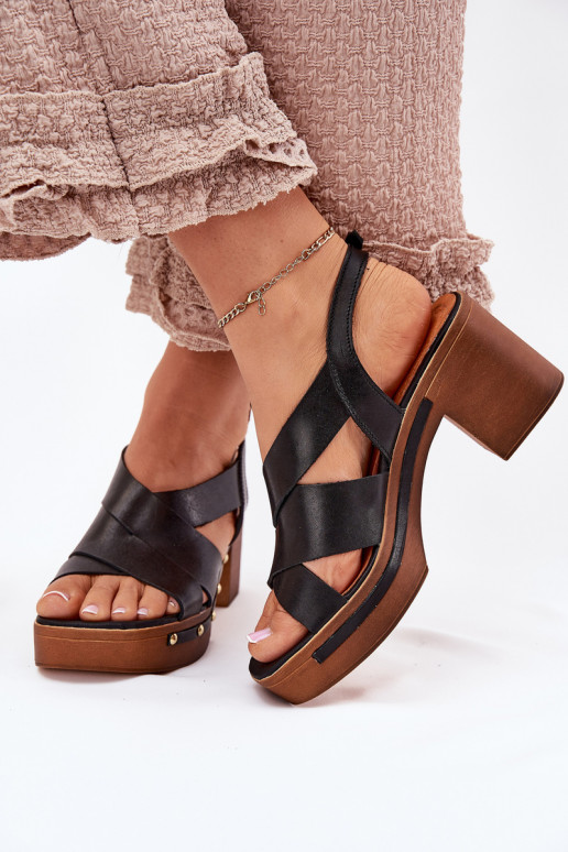 Leather Heeled Sandals Zazoo 1081 Black Leather Heeled Sandals Zazoo 1081 Black