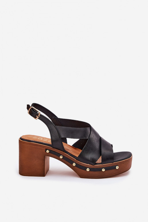 Leather Heeled Sandals Zazoo 1081 Black Leather Heeled Sandals Zazoo 1081 Black