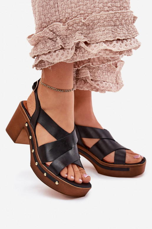 Leather Heeled Sandals Zazoo 1081 Black Leather Heeled Sandals Zazoo 1081 Black