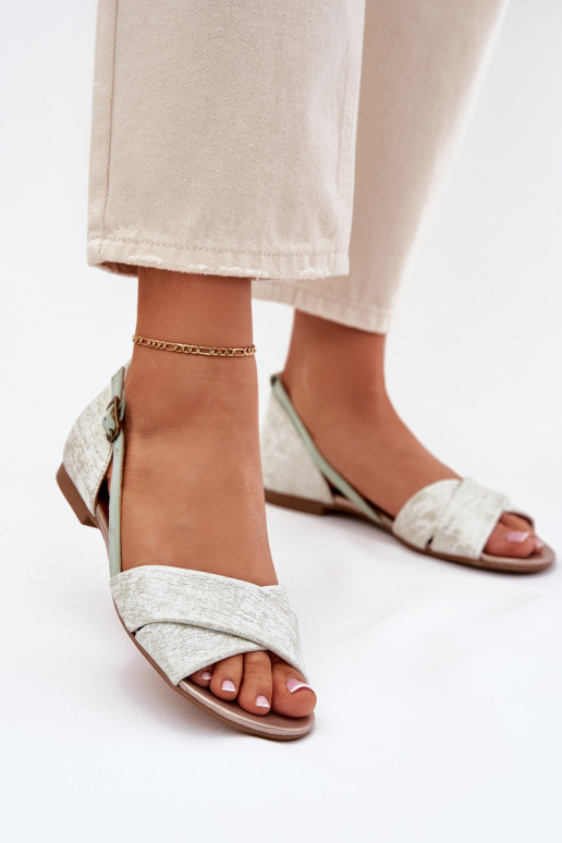 Leather Flat Sandals Maciejka 04614-46 Mint Leather Flat Sandals Maciejka 04614-46 Mint