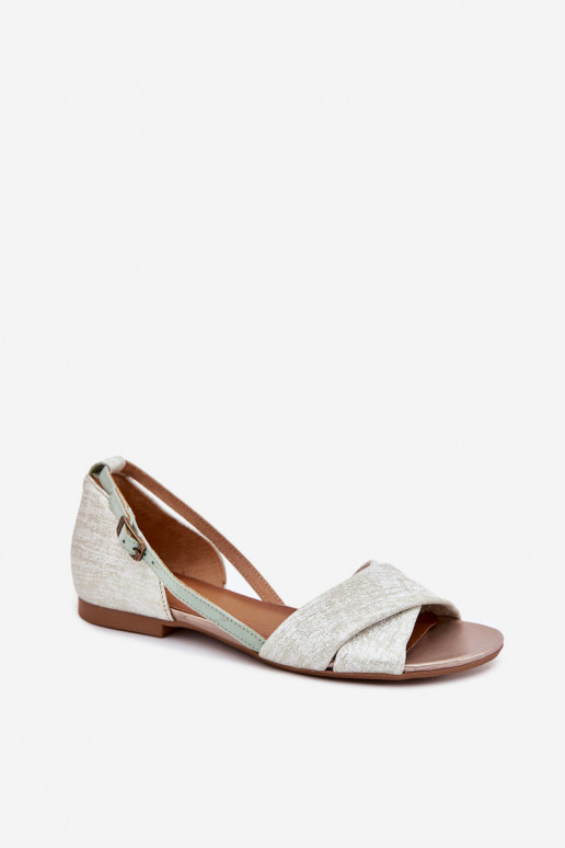Leather Flat Sandals Maciejka 04614-46 Mint Leather Flat Sandals Maciejka 04614-46 Mint