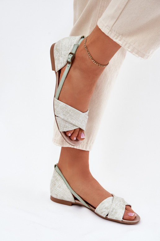 Leather Flat Sandals Maciejka 04614-46 Mint Leather Flat Sandals Maciejka 04614-46 Mint