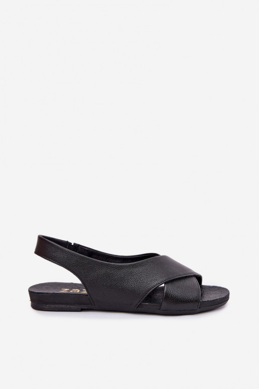 Zazoo 40407 Sandały Skórzane Damskie Czarne Zazoo 40407 Sandały Skórzane Damskie Czarne