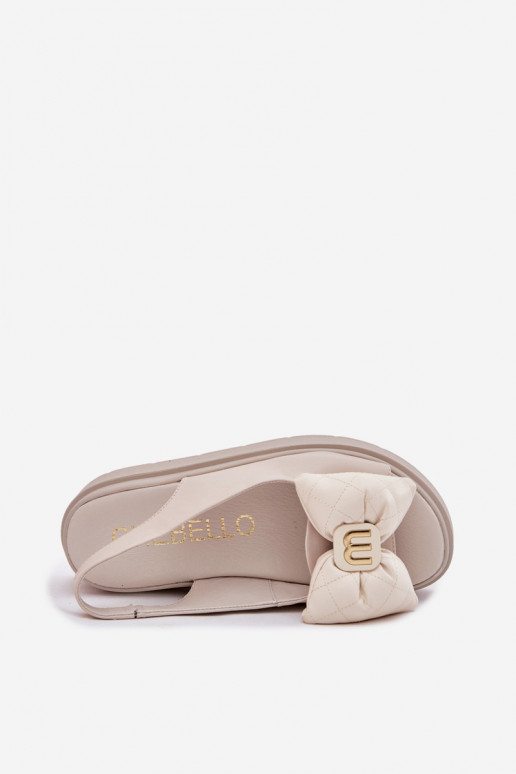 Ladies Leather Platform Sandals With Bow CheBello 4641 Beige Ladies Leather Platform Sandals With Bow CheBello 4641 Beige