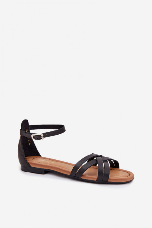 Women's Leather Sandals On Flat Heel Maciejka 07029-01 Black Women's Leather Sandals On Flat Heel Maciejka 07029-01 Black