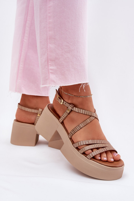 Women's leather sandals Maciejka 06990-25 gold Women's leather sandals Maciejka 06990-25 gold