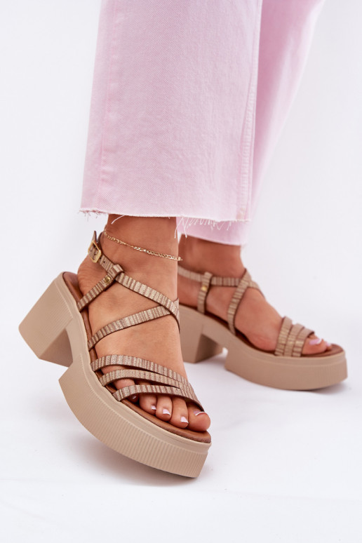 Women's leather sandals Maciejka 06990-25 gold Women's leather sandals Maciejka 06990-25 gold