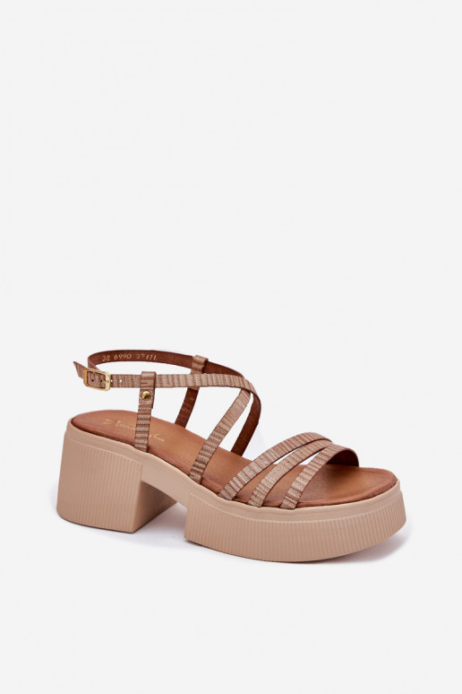 Women's leather sandals Maciejka 06990-25 gold Women's leather sandals Maciejka 06990-25 gold