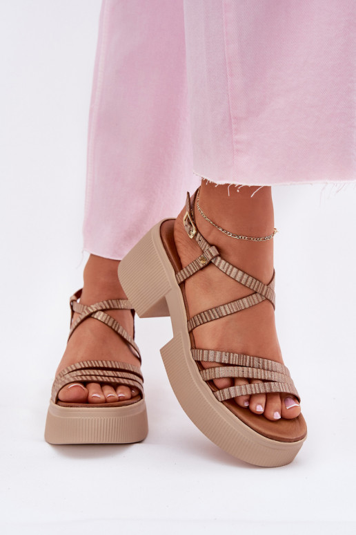 Women's leather sandals Maciejka 06990-25 gold Women's leather sandals Maciejka 06990-25 gold