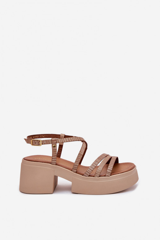 Women's leather sandals Maciejka 06990-25 gold Women's leather sandals Maciejka 06990-25 gold