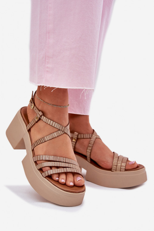 Women's leather sandals Maciejka 06990-25 gold Women's leather sandals Maciejka 06990-25 gold