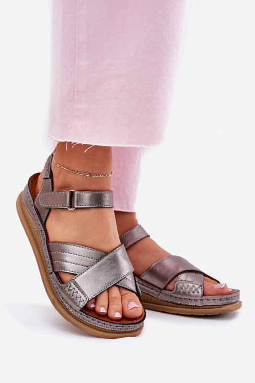 Ladies leather sandals on platform Maciejka L7064-35 graphite Ladies leather sandals on platform Maciejka L7064-35 graphite