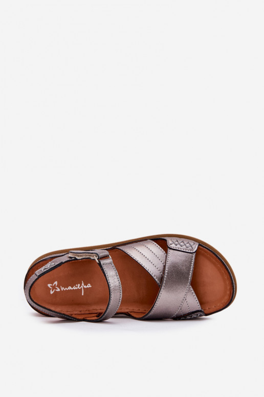 Ladies leather sandals on platform Maciejka L7064-35 graphite Ladies leather sandals on platform Maciejka L7064-35 graphite